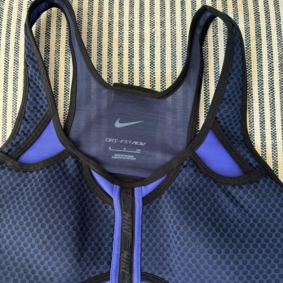 Women’s Nike Dri-Fit Blue Black Medium Support Athletic Swoosh Sports Bra Size S - Picture 3 of 6